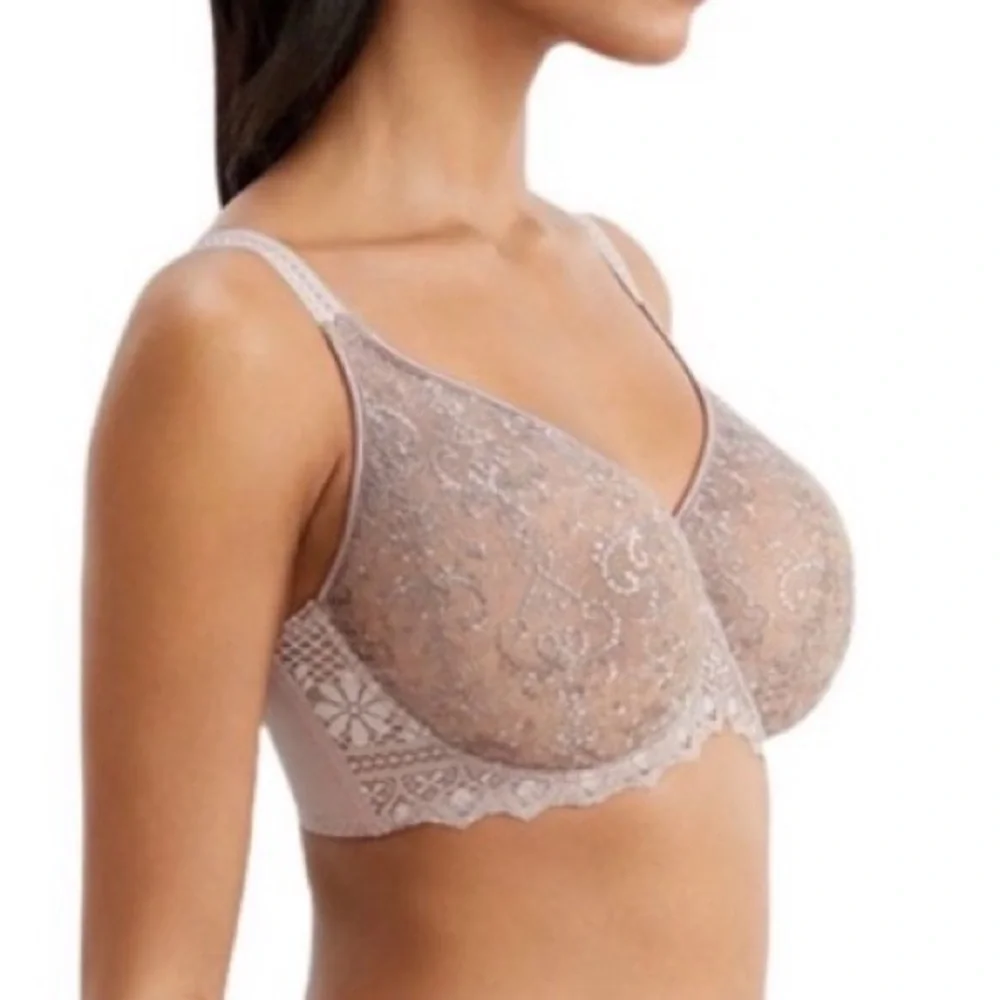 Empreinte 32F Cassiopee 07151 Embroidered French Lace Unlined Bra Rose Savauge - Picture 6 of 16